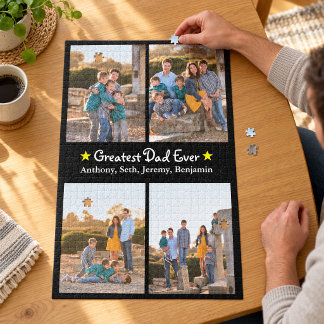 Quebra-cabeça Personalizado 4 Foto Maior Pai do Mundo Dia dos Pa