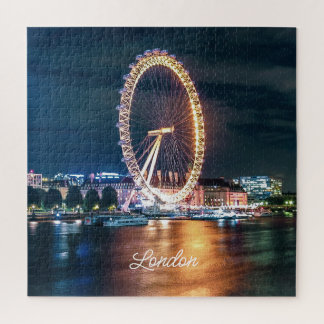 Quebra-cabeça Personalizado Blue Dourado Cityscape Night Viagem