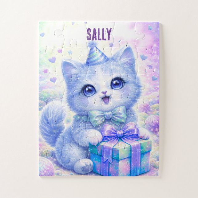 Quebra-cabeça Personalizado com Nome de Gatinho Az (Vertical)