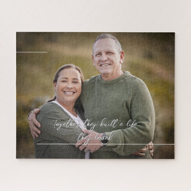 Quebra-cabeça personalizado com seu texto e linhas (Horizontal)