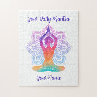 Quebra-cabeça Personalizado de Yoga com Nome e Man