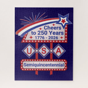 Quebra-cabeça Personalizado EUA 250 – Marquee Retro Patriótico