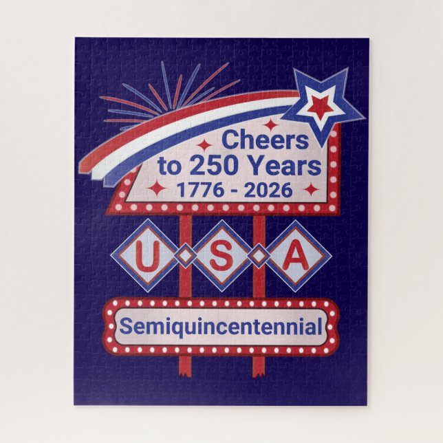Quebra-cabeça Personalizado EUA 250 – Marquee Retro Patriótico (Vertical)