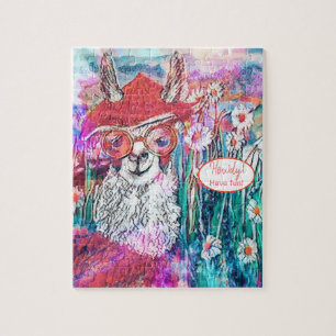 Quebra-cabeça Personalizar Feliz Aniversário Mama Llama