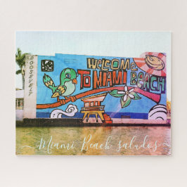 Quebra-cabeça Personalizar o deco de arte da vinheta MIAMI BEACH