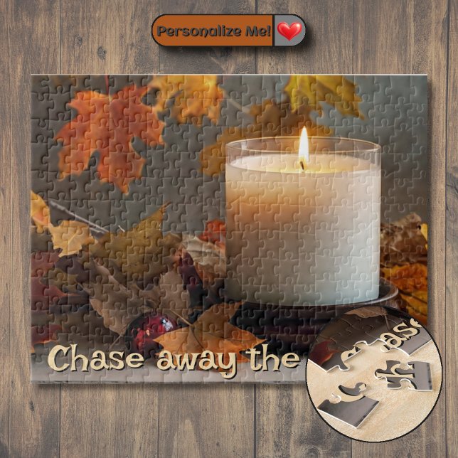 Quebra-cabeça Personalizável Afugente a Melancolia Tema de Outon (Customizable Chase Away the Gloom Autumn-Themed Jigsaw Puzzle)