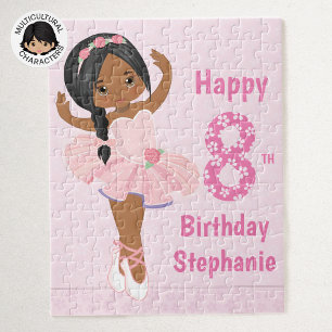 Quebra-cabeça Personalize a Ballerina Multicultural Feliz Aniver