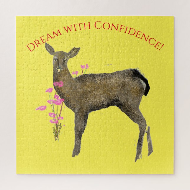 Quebra-cabeça Personalize o sonho com cervo, flores (Vertical)
