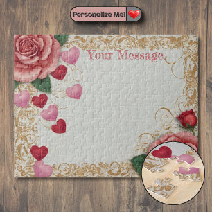 Quebra-cabeça Personalize seu Coração e Rosa