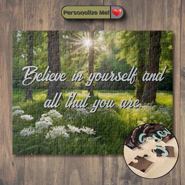 Quebra-cabeça Personalize suas Flores da Floresta Motivacionais (Customize your Forest Flowers Motivational Jigsaw Puzzle)