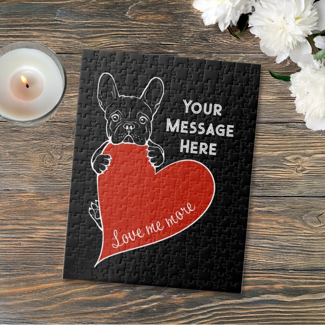 Quebra-cabeça Personalized Black French Bulldog with a Red Heart (Criador carregado)