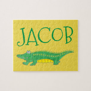 Quebra-cabeça Personalized Green Alligator Crocodile Child's