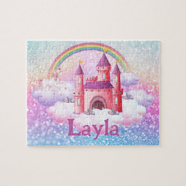 Quebra-cabeça Personalized Princess Castle Child Name Puzzle  (Horizontal)