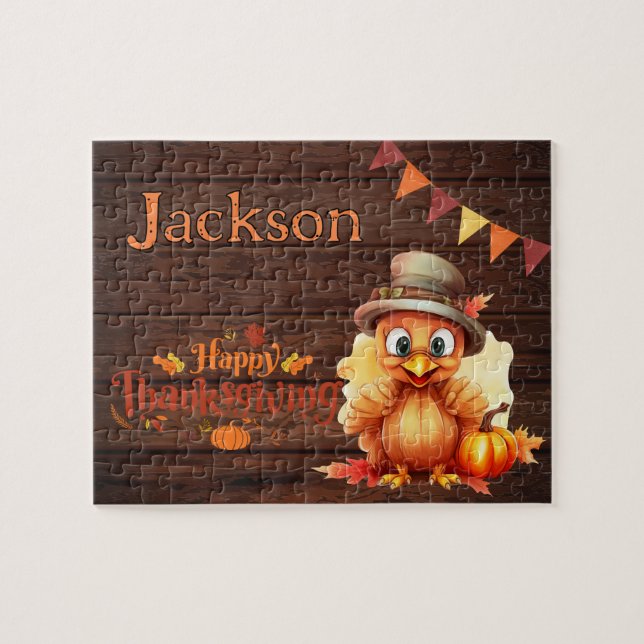 Quebra-cabeça Personalized Thanksgiving Child Name Puzzle  (Horizontal)