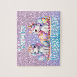 Quebra-cabeça Personalized Unicorn Happy Easter