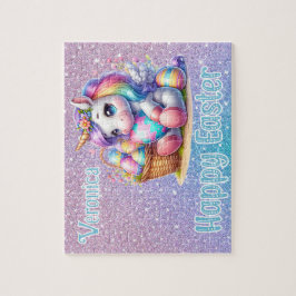 Quebra-cabeça Personalized Unicorn Happy Easter