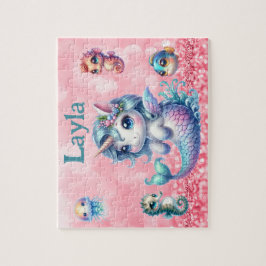 Quebra-cabeça Personalized Unicorn Mermaid Child Name Puzzle 