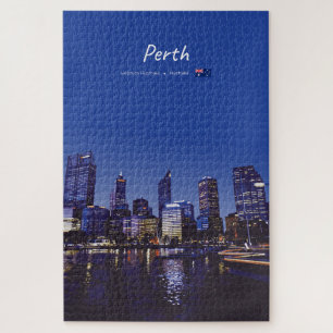 Quebra-cabeça Perth, Austrália - Silhueta da Cidade à Noite