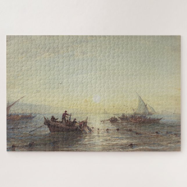 Quebra-cabeça Pesca ao amanhecer da costa perto de Marselha (Horizontal)