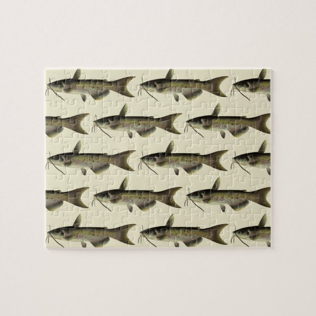 Quebra-cabeça Pesca de Bagre, Vida Marinha Antiga Peixe de Rio (Horizontal)