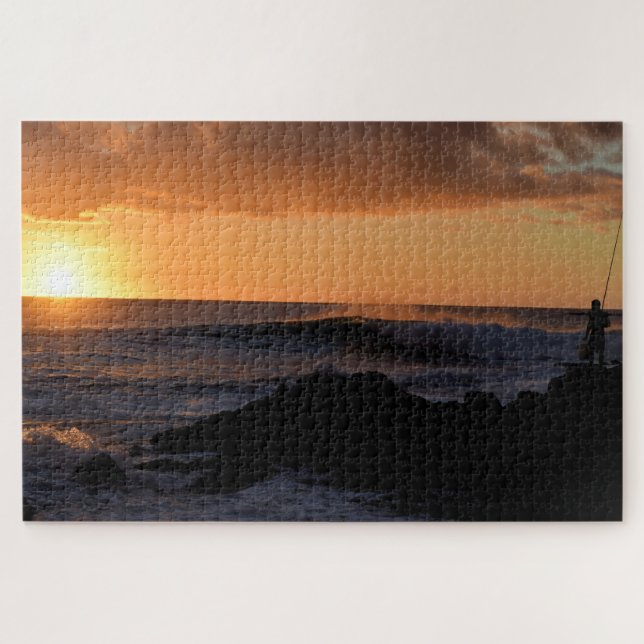Quebra-cabeça Pesca de Surfs Sunset no Havaí - 20x30 - 1014 pcs. (Horizontal)