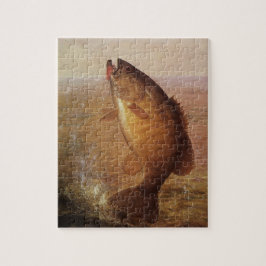 Quebra-cabeça Pesca Desportiva Vintage, Peixe-Baixo-Marrom