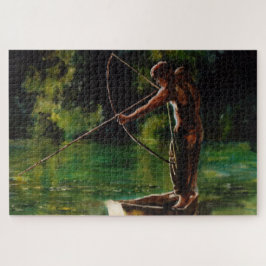 Quebra-cabeça pescador aquarela