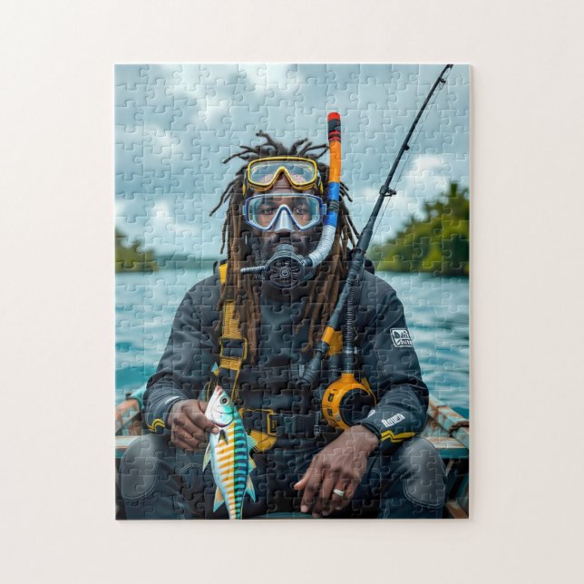 Quebra-cabeça pescador de arpão jamaicano (Vertical)
