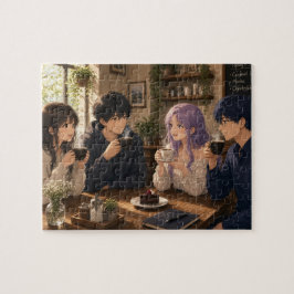 Quebra-cabeça Pessoas de anime tomando café