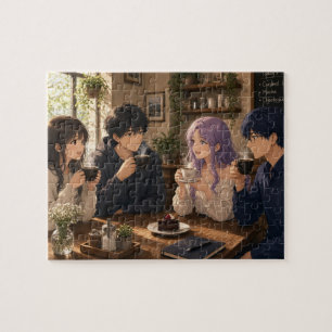 Quebra-cabeça Pessoas de anime tomando café