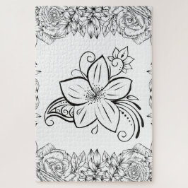 Quebra-cabeça Pétala Monocromática Elegante – Floral Minimalista