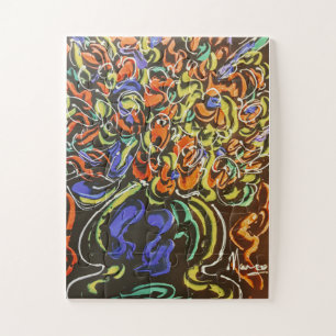 Quebra-cabeça Peter Max, coloração aquosa colorida Vase com flor
