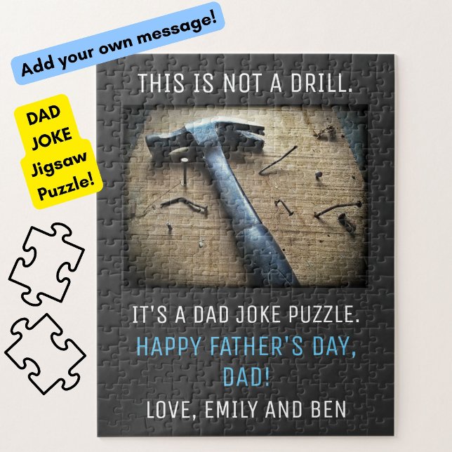 Quebra-cabeça Piada de Dia dos Pais "Isto Não É Um Treino" (A funny Dad Joke pun jigsaw puzzle for your special papa on Father's Day! This is not a drill!)