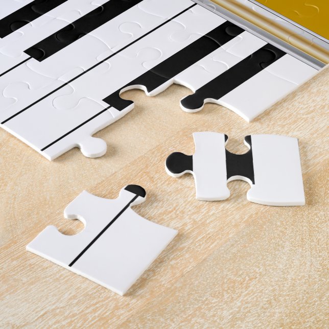 Quebra-cabeça Piano Personalizado Chaves Pretas Quatrefoil em Do (Lateral)