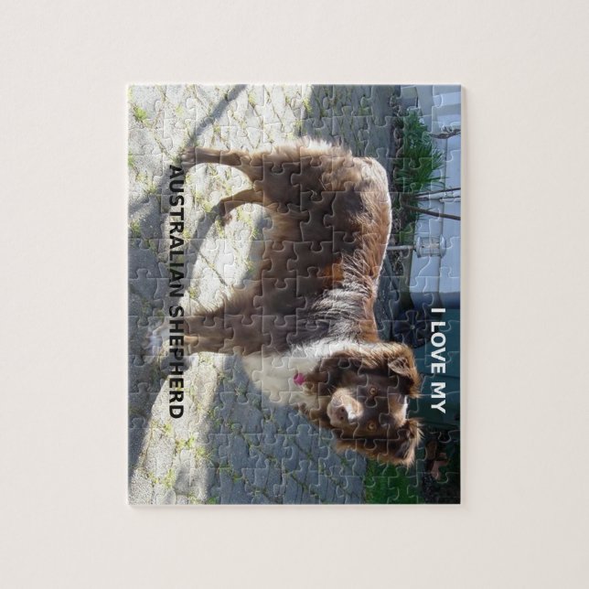 Quebra-cabeça PIC vermelho de w do amor do pastor australiano (Vertical)