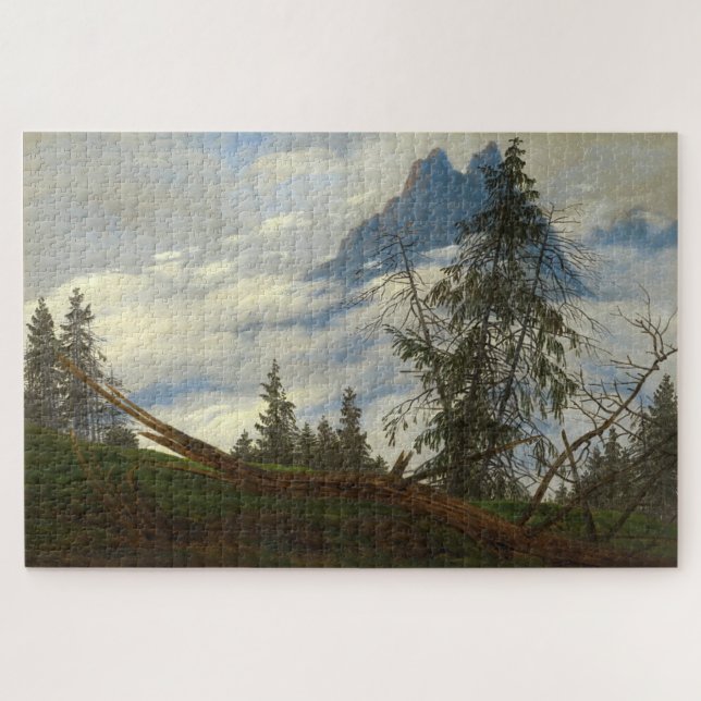 Quebra-cabeça Pico de montanha com nuvens de deriva - Friedrich (Horizontal)
