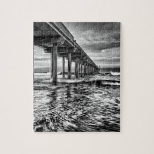 Quebra-cabeça Pier em preto e branco ao amanhecer, Califórnia