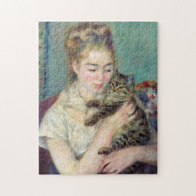 Quebra-cabeça Pierre-Auguste Renoir - Mulher com gato (Vertical)