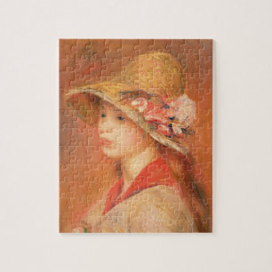 Quebra-cabeça Pierre uma jovem mulher de Renoir em um chapéu