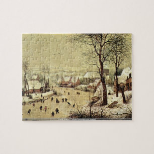 Quebra-cabeça Pieter Bruegel - paisagem do inverno com
