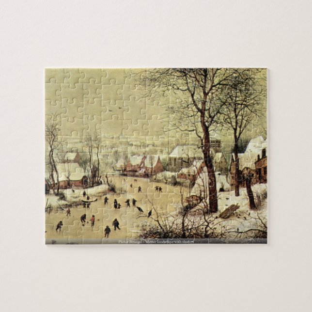 Quebra-cabeça Pieter Bruegel - paisagem do inverno com (Horizontal)