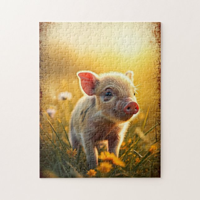 Quebra-cabeça Piglet no pôr do sol (Vertical)