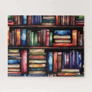 Quebra-cabeça Pilha de Leitura Pintada por Aquarela