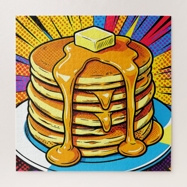 Quebra-cabeça Pilha de Panqueca Pop Art com Xarope (Vertical)