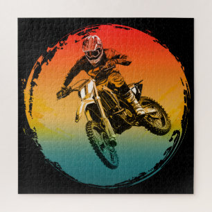 Quebra-cabeça piloto de moto de motocross vintage motocicleta