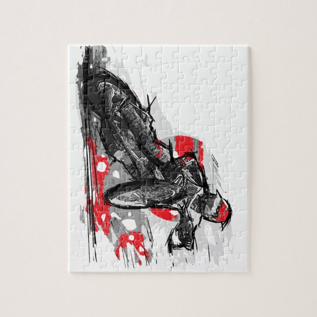 Quebra-cabeça Piloto liso da motocicleta da trilha do estrada (Vertical)