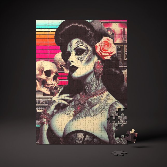 Quebra-cabeça Pin-up Assustador de Synthwave (Criador carregado)