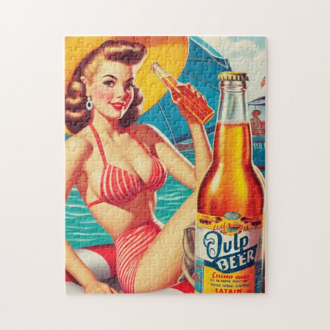 Quebra-cabeça Pin-up de cerveja de verão (Vertical)