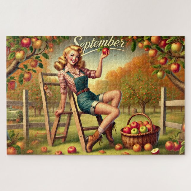 Quebra-cabeça Pin-up de Colheita de Setembro (Horizontal)