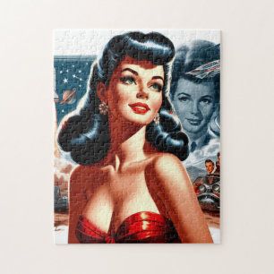Quebra-cabeça Pin-up de Ficção Científica Vintage